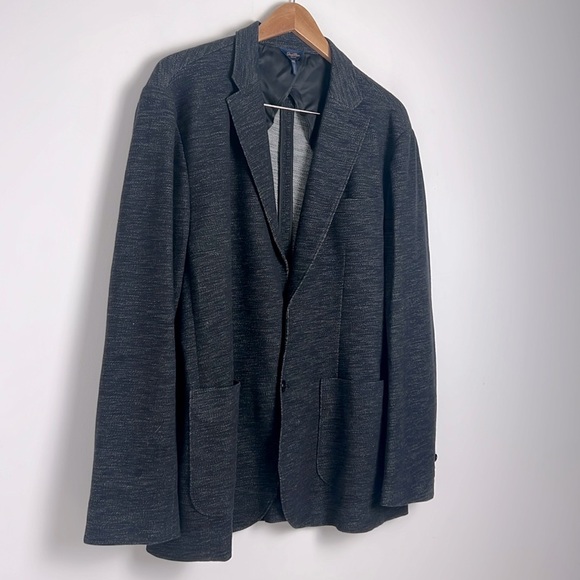 Good Man Brand Dark Gray Textured Unstructured 2-Button Blazer 100% Cotton XXL - Picture 6 of 11